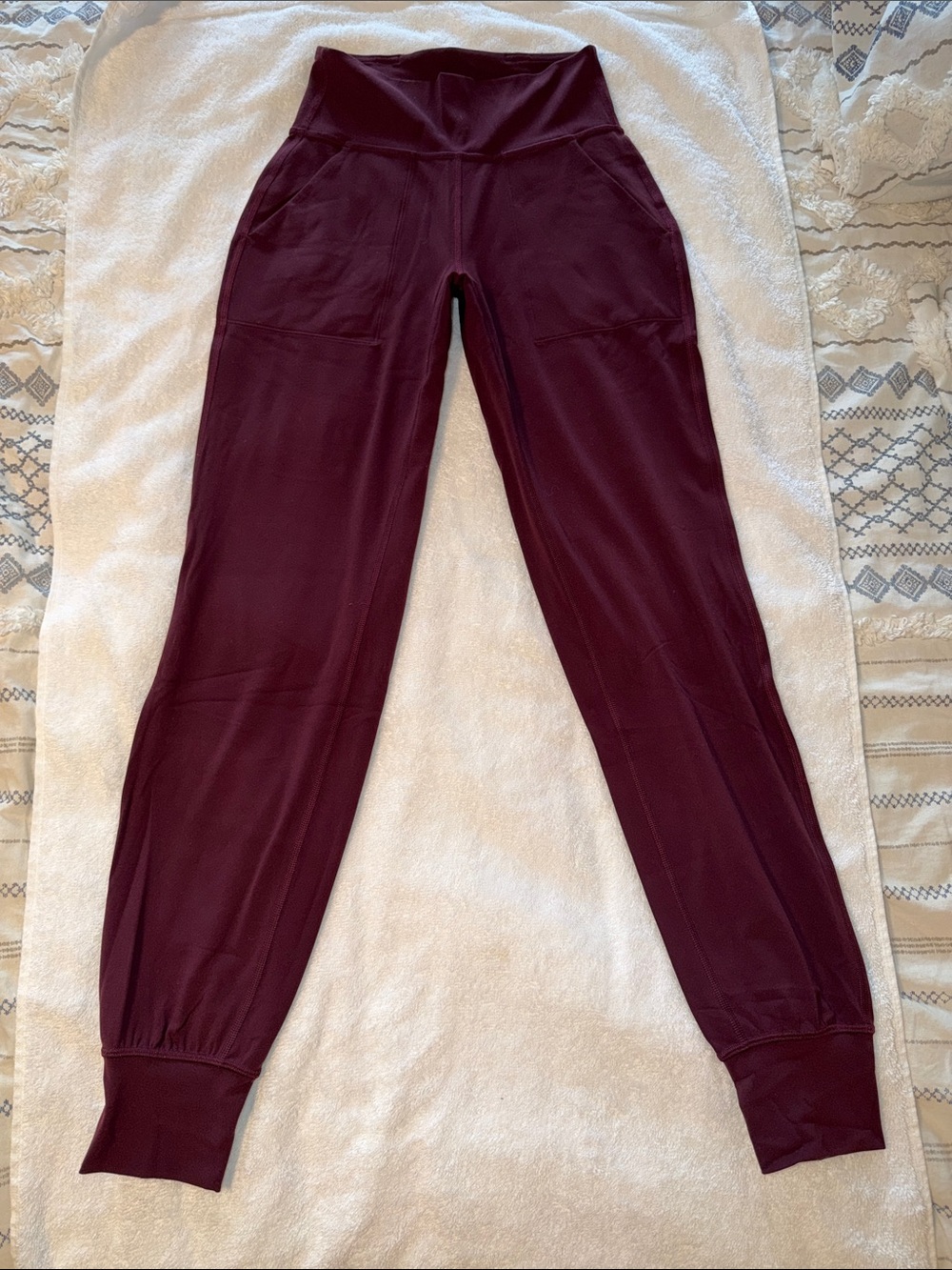 2 Pairs of Burgundy Lululemon High-Waist Jogger Pants